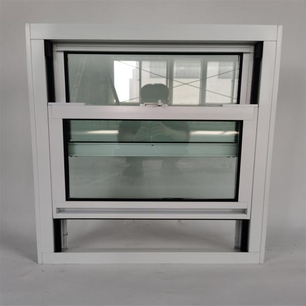 Top Single Aluminium Double Hung Windows with Diamond Grids Glass Hanging Curtain Type