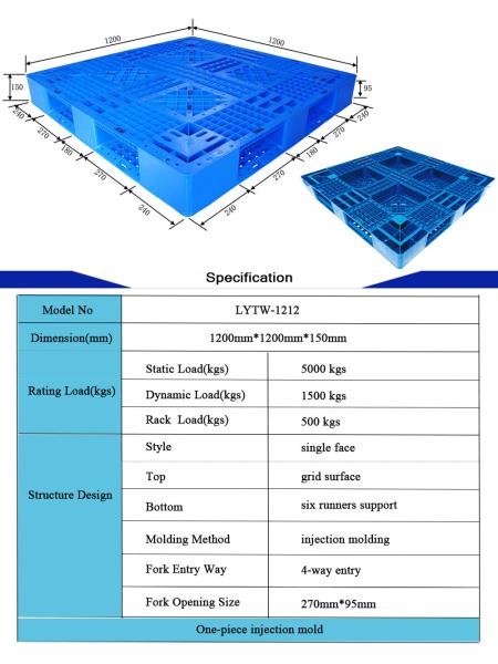 1200*1200 Blue Euro Pallets Made From Recycled Plastic For Warehouse