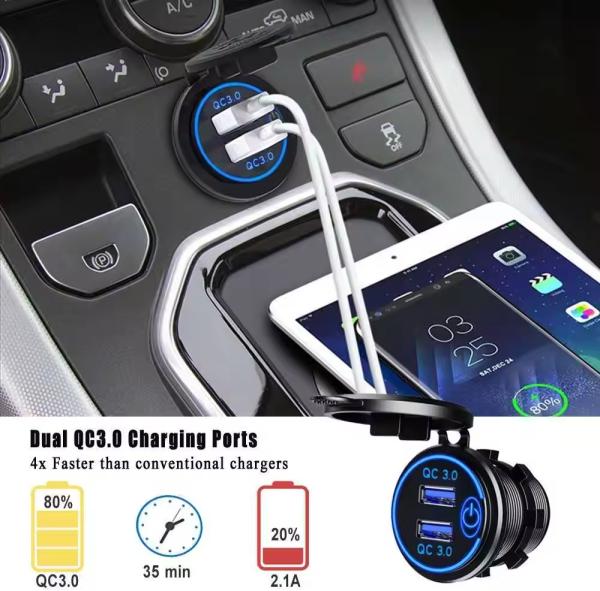 Prise de courant de voiture à double port USB tactile intelligent