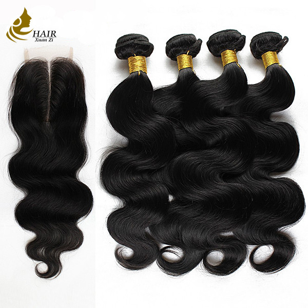 Stock Natural Black Body Wave Human Hair Weft Extension Brazilian Human Hair Bundles