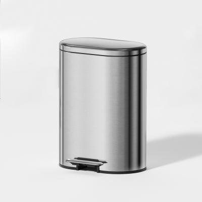 Soft Close Pedal Bin 30L Stylish Oval Stainless Steel Household Trash Bin With Anti-Fingerprint rounded rectangle trash can Dust Bin