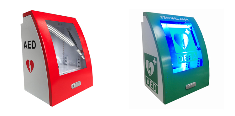 Всеобщий красный изогнутый потревоженный шкаф AED держателя стены для освещения