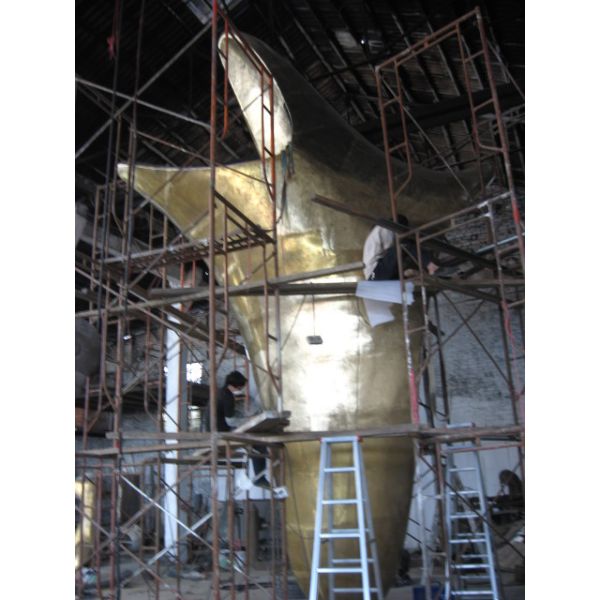 Large Bronzed Forged Metal Sculpture Outdoor Logo Metal Garden Statues