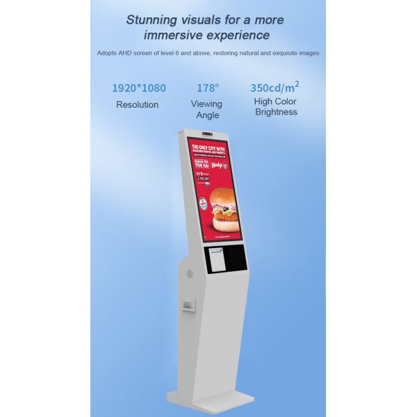 32 Inch Indoor Windows Restaurant Food Self Order Machine Upright All-In-One SDK for Payment Kiosk
