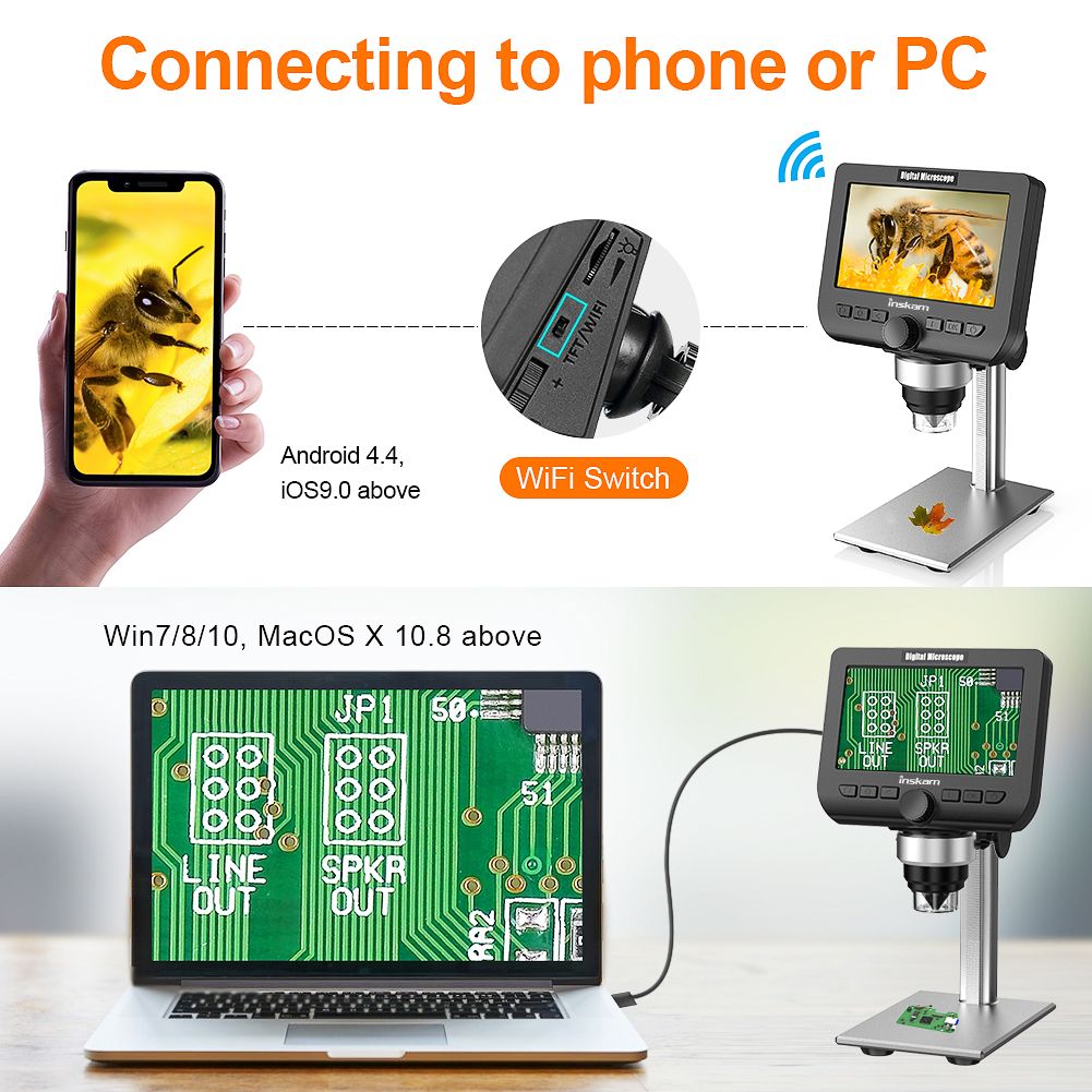Hot Sale 4.3 Inch LCD Digital USB Coin Microscope with Light 1000x Stereo Microscope for Students