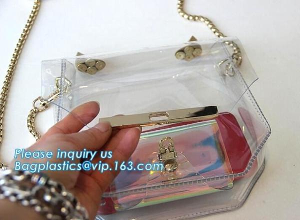 laser PVC new material printing shoulder tote bag, Girls Shoulder Tote Beach Bag, Ladies Transparent PVC Beach Handbag