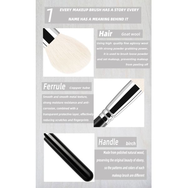 A29 Brosses de maquillage pour poils d'animaux doux et délicats pour le maillage noir mat