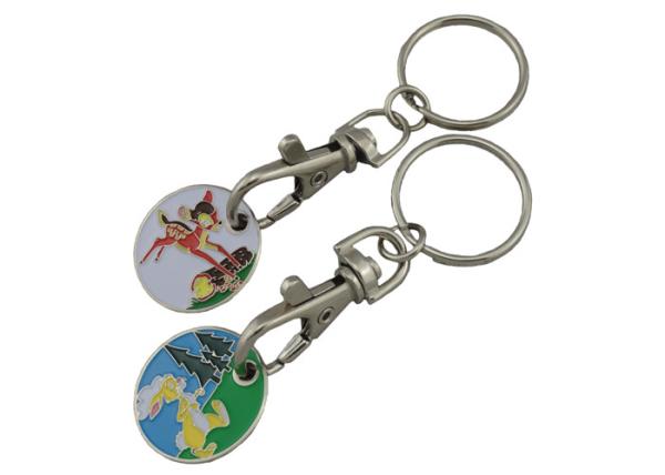 High Quality Supper Market Iron / Brass / Copper Trolley Coin with Key Chain