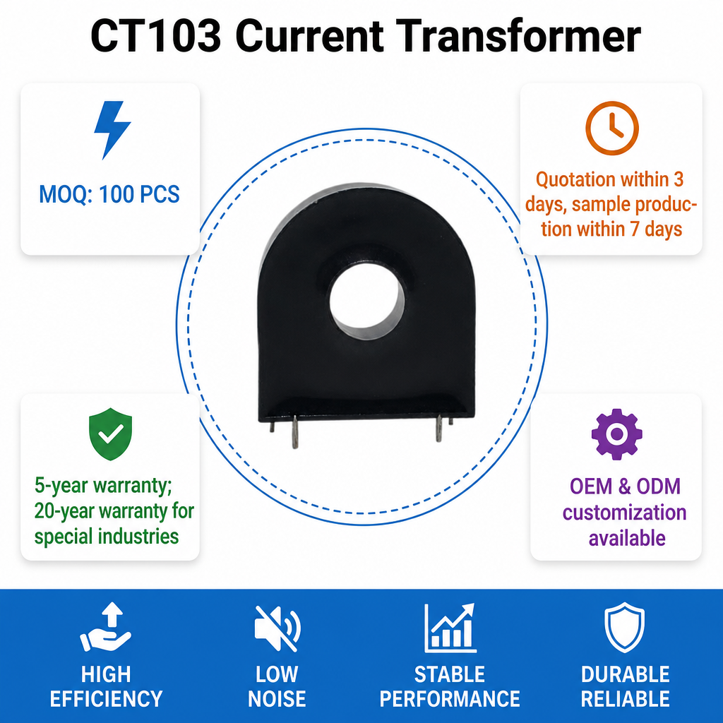 Epoxy Encapsulated CT103 Miniature Current Power Transformer For Power Monitoring Metering