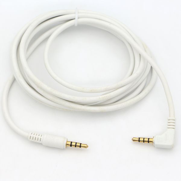 Conector de oro blanco personalizado de ángulo derecho masculino a masculino 3.5mm Jack TRRS Plug Stereo Audio Cable