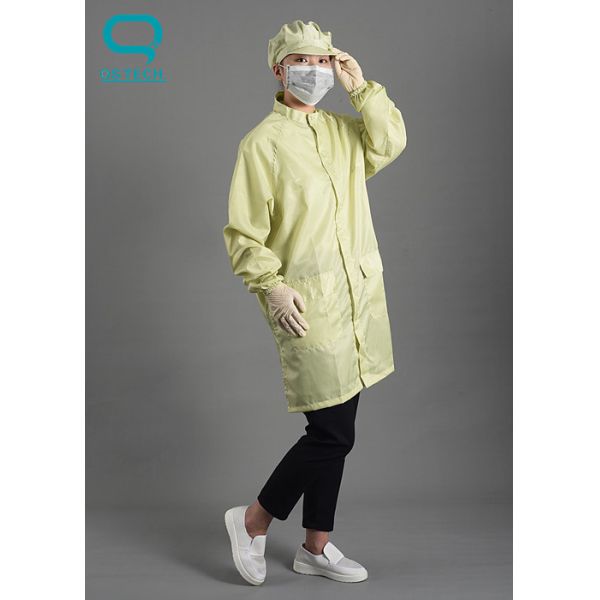 Воротника поворота безопасности пыли мантия халата чистой комнаты нашивки ESD анти- статическая 5mm свободного от Washable голубая