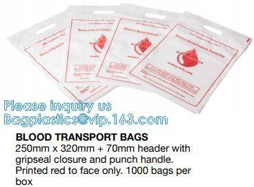 Blood Transport Bags, First Aid Bag Pac Pre-Printed Poly Bags For Disposing Waste. Plastic Bags For Health Applications