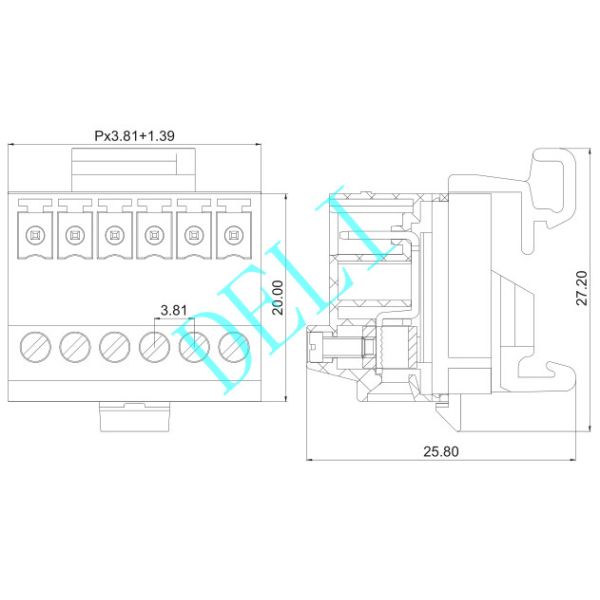 24-16AWG Terminal Block Connector DL2EDG-VK-XX-3.81 M2 Steel Zinc Plated Screw