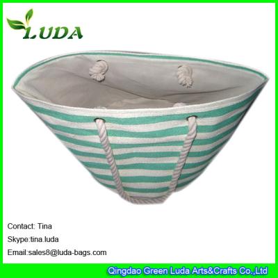 LUDA cute lady striped summer handbags paper straw foldable shopping bags