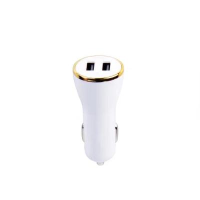 2.4A3.4A4.8A double USB car charging horn, gold plated ring car charger