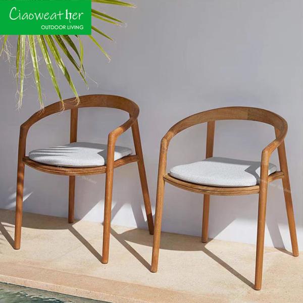 Solid Wood Outdoor Furniture Leisure Chair for Modern Sofa Pool Patio Rattan Hotel Arm Aluminum Rope Teak Luxury Garden Chair