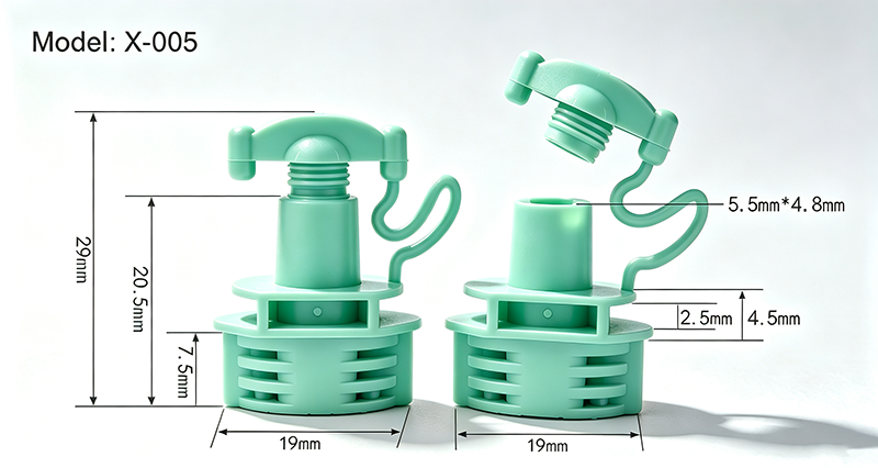 Food Grade Plastic Twist Spout Cap with Tether Loop, Stand Up Pouch Spout for Liquid, Cosmetic & Beverage Packaging