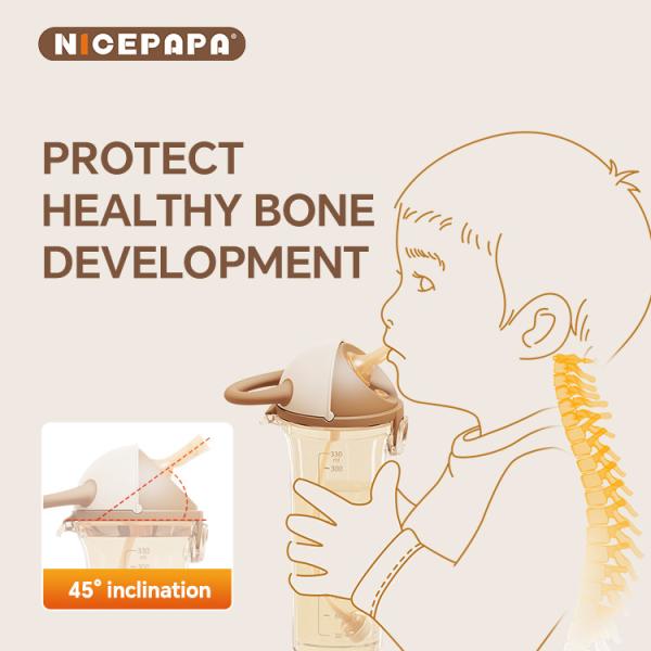 Capuz deslizante PPSU Sippy Cup Natural Pose Baby Gift anti-asfixia BPA-Free Bite Resistente à água Sippy crianças Baby Love