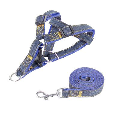 Mesh Halter Dog Harness Denim réversible a personnalisé le logo fait sur commande