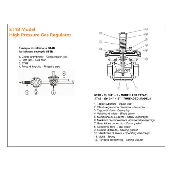 Италия Гюляни Анелло сделала СТ4Б модельный высокий газовый регулятор давления с отключенным клапаном