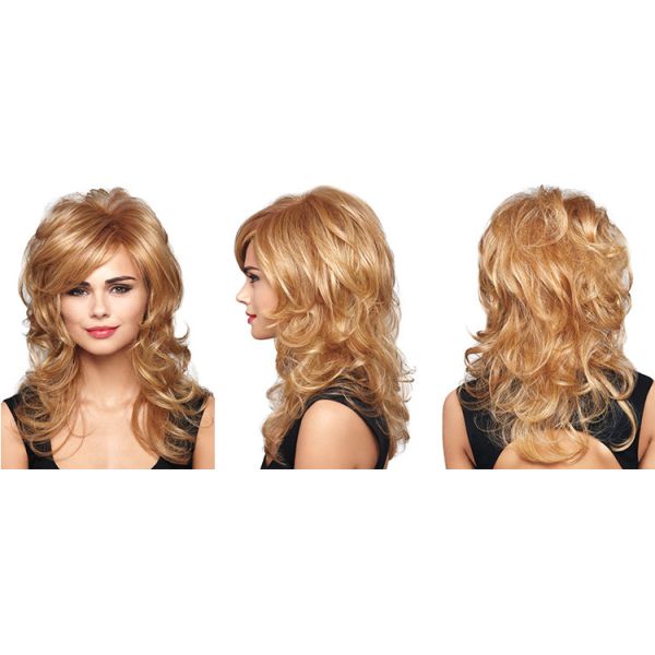 Synthetic Long Ladies Synthetic Wigs Heat Resistant Fiber Dark Blonde Wigs