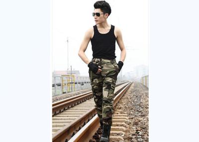 Men Neutral Style Military Camouflage Pants Two Zipper Back Pockets For Field Training