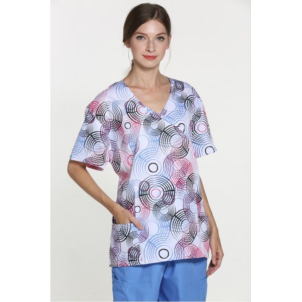 155 GSM v - свернутая шеей форма короткого рукава печати медсестры воротника медицинская свободная от Морщинк