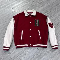 Customized Size Men's Varsity Jacket With Chenille Embroidery Logo And Leather Sleeves