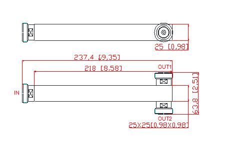 550/698-4000MHz DIN женский низкий PIM -165dbc 2-управляемый реактивный разделитель мощности для DAS IBS