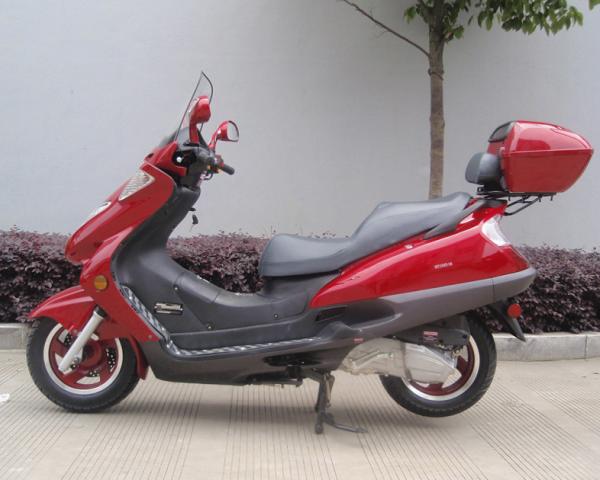 Two Headlights Blue Adult Gas Scooter , 150cc Motor Scooter With 2 Seats Real Leather