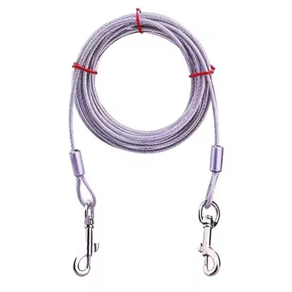Laisse de câble d'attache avec revêtement métallique durable Câble en acier anti-morsure pour chien