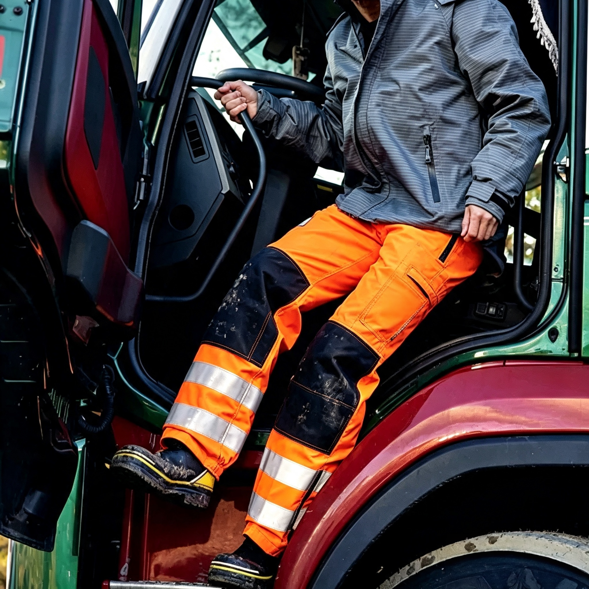 Durable Work Bib Pants Adjustable Power Washing Clothing High Visibility