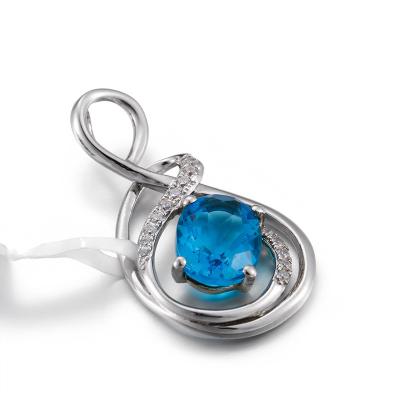 a colar de prata do pendente de pedra preciosa 2.05g 925 encanta a safira azul oval