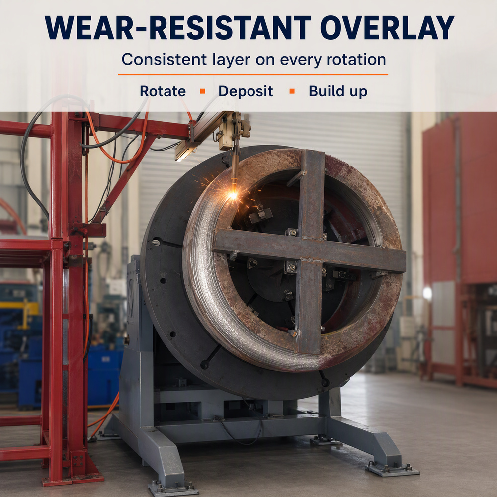 Wear-Resistant Overlay Welding Positioner, Consistent Weld Layer on Every Rotation | Rotate, Deposit, Build Up Hardfacing