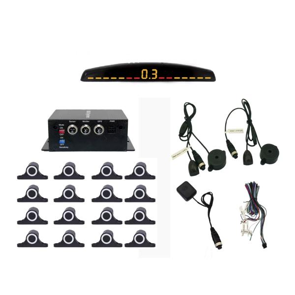LCD Display 12 Sensors Reverse Backup Assistance Radar Monitor Parking System for 5M Heavy Trucks