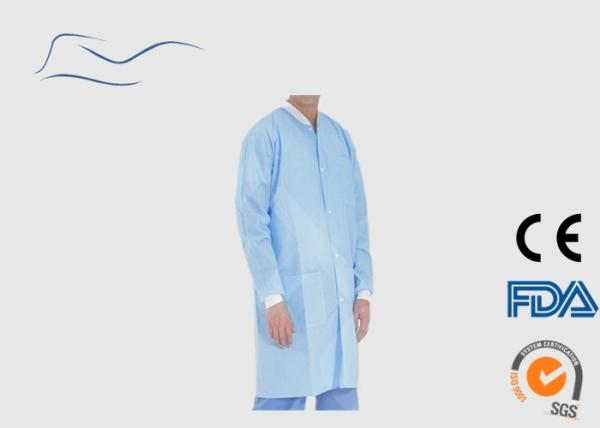Hospital Use Disposable Visitor Coats Safety Protection Light Blue Color