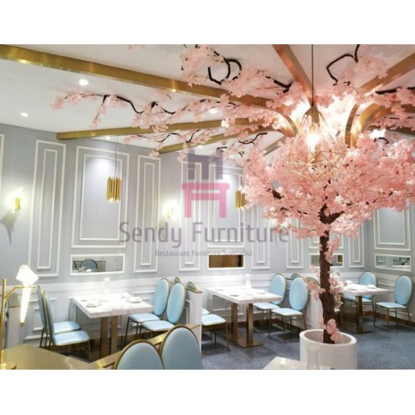 Armless Round High Back Metal Restaurant Chairs With Elegant Macarons Color