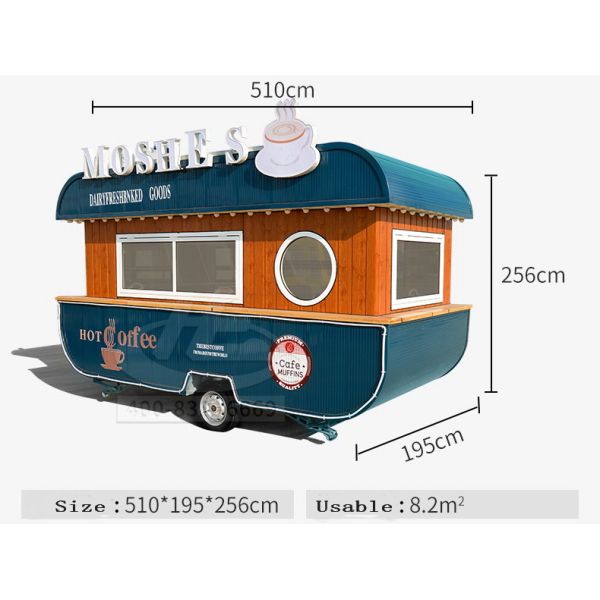 Remorque mobile de restauration de cuisine de FRP de remorque de nourriture de remorque mobile de chariot