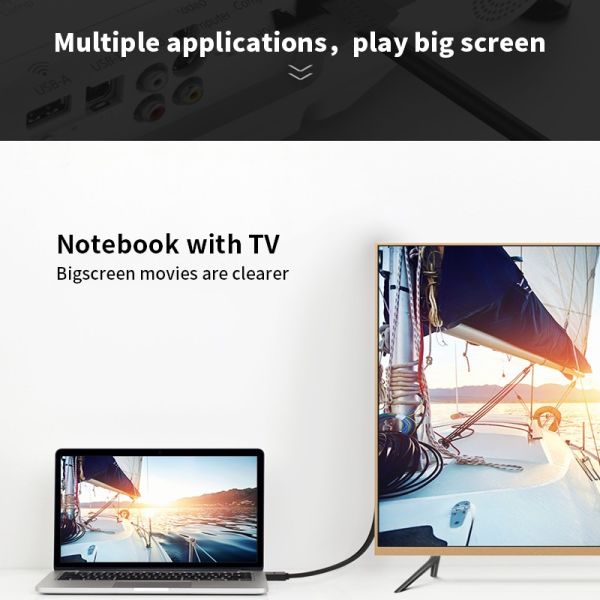 4.8mm Outer Diameter 1.4v Lightning HDTV Cable Black Color