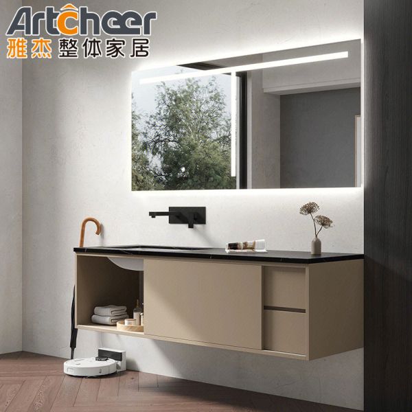 Modern Marble Countertop Bathroom Vanity Combo with Wall-mounted Installation and Eco-Friendly Materials