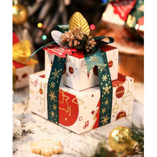 Xmas Tree Nougat Gift Packing Box Rectangle Cookie Assortment Box