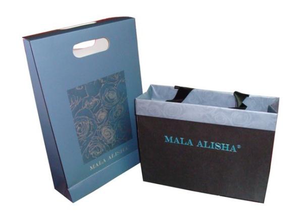 Black / White Mala Alisha 250g Paper Carrier Bag 0c+1c Printing, Custom Shopping Bags