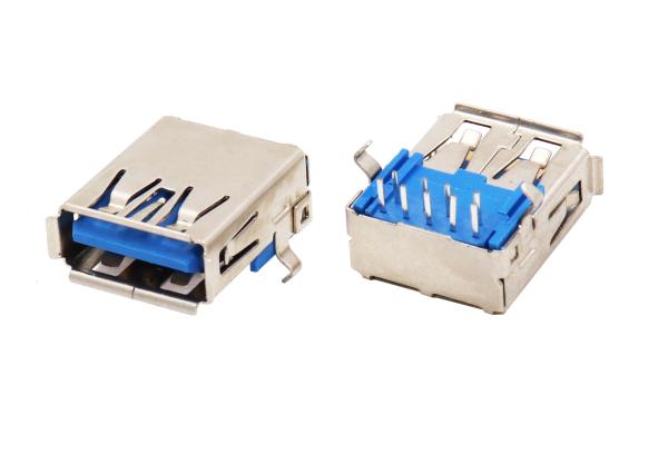 Conector USB3 0 de aço inoxidável portos da fêmea de um ângulo direito de 90 graus