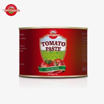 Convenientemente embalado 70 gramas em lata de uso amigável pasta de tomate doce e azedo