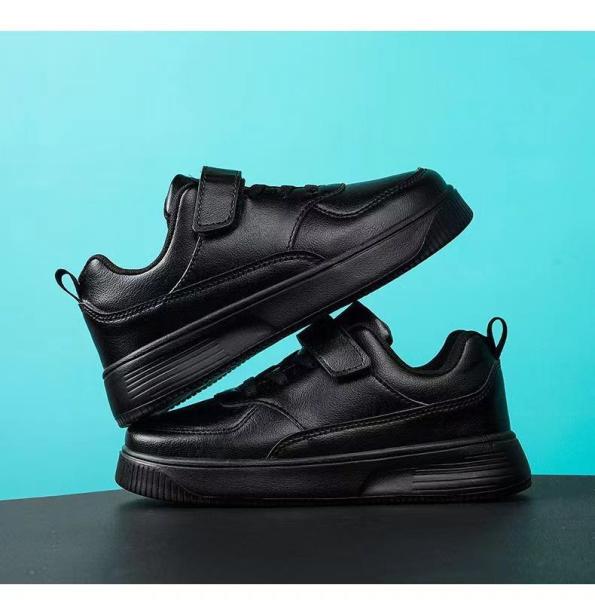 Children'S White Sneakers Skate Shoes 2024 Non-Slip Black Shoes Leather Waterproof Non-Slip Sports Shoes