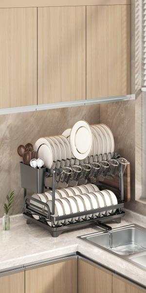 Iron Dish Rack for Kitchen Room Space Kitchen Classification Folding Rack