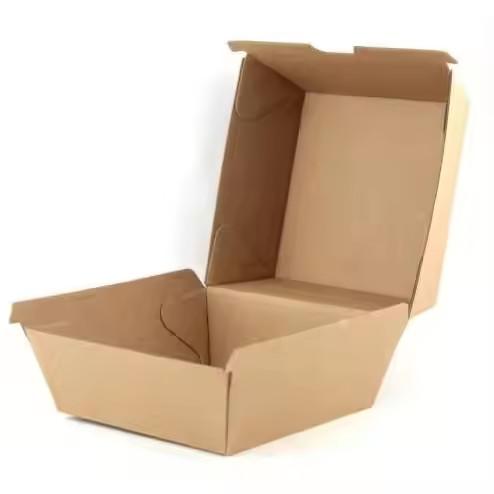 Boîtes de hamburgers en papier kraft à usage unique biodégradables de qualité fast food pour votre entreprise