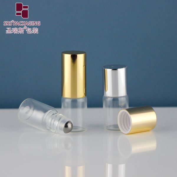 1ml 2ml 3ml Empty Transparent Roller Bottle Screw Mouth Essential Oil Bottle Small Glass Bottle With Metal Cap