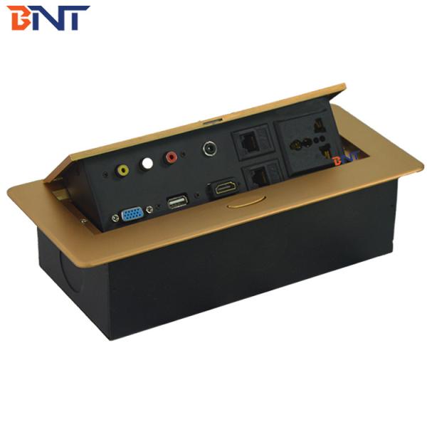 Gold Zinc Alloy Pop Up Media Socket Oval Corner With RCA / HDMI  Configuration