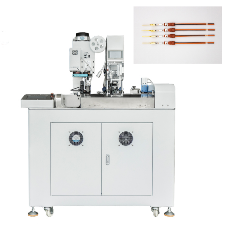 Automatic Wire Crimping Machine with Tube Insertion -One Side Crimp+Other Side Strip Heat Shrink/Fiberglass Tube